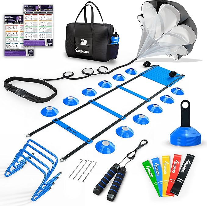 Agility Training Equipment Set | Soccer Training Equipment for Kids Youth | Agility Ladder Speed Training Equipment with Bag | Football Training Equipment with Speed Hurdles, Cones for Footwork