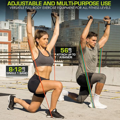 ProsourceFit Single Stackable Resistance Bands with Door Anchor and Exercise Guide, 5-8 LB, Heavy Duty Fitness Tube for Full-Body Exercises and Home Workouts, Green