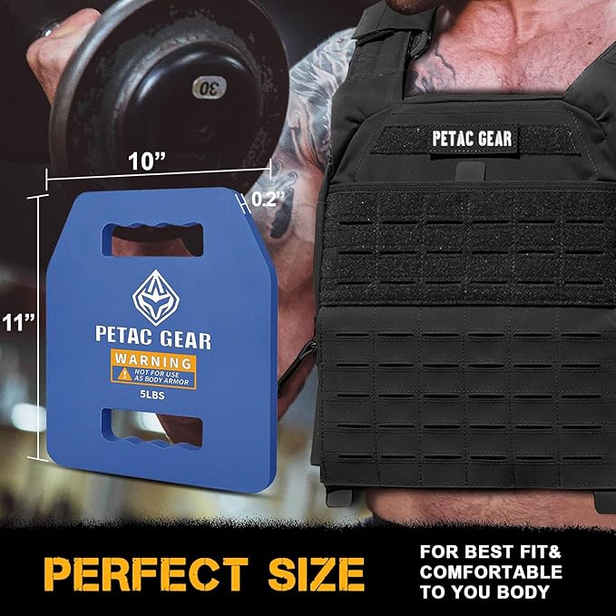 PETAC GEAR Tactical Weights Plates For Weighted Vest For Men Workout,5/10/15/20 LBS Weight Strength Training Vests Equipment Workout Gear