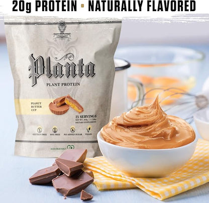Ambrosia Planta - Premium Plant-Based Protein | Vegan & Keto Friendly | Gourmet Flavors with No Bloating or Stomach Upset | Gluten & Soy Free | No Added Sugar | 25 Servings | Peanut Butter Cup