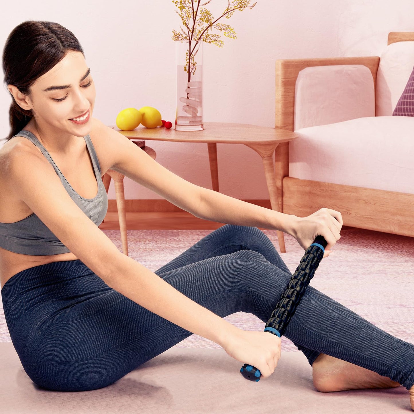 YANSYI Professional 9-Roller Deep Tissue Massage Stick - Portable Muscle Recovery Roller for