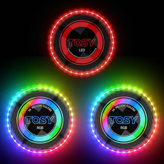 TOSY Bundle of 3-2X RGB Black + Red - Frisbee 108 LEDs, 16 Million Colors