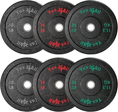 Yes4All 2" Bumper Plate, 10-190 LB Olympic Rubber Weight Plate with Steel Hub for WeightLifting, Strength Training, Home Gym, Less Impact, Absorb Bounce & Shock, Multiple Options