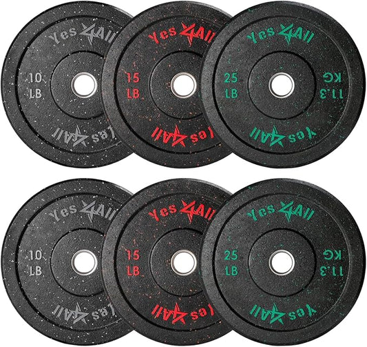 Yes4All 2" Bumper Plate, 10-190 LB Olympic Rubber Weight Plate with Steel Hub for WeightLifting, Strength Training, Home Gym, Less Impact, Absorb Bounce & Shock, Multiple Options