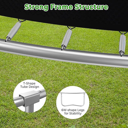 12FT 14FT Trampoline with Slide and Swings, ASTM Approved Outdoor Trampoline with Basketball Hoop and Ladder, Capacity for 5-7 Kids and Adults