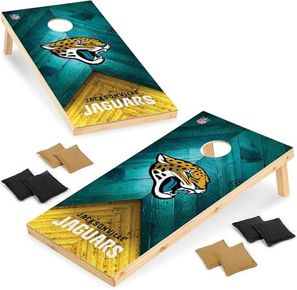 NFL Football 2' x 4' Regulation Size Solid Wood Cornhole Set with Direct Print HD Team Graphics Great Gift for Any Football Fan! Bean Bag Toss Family Outdoor Game