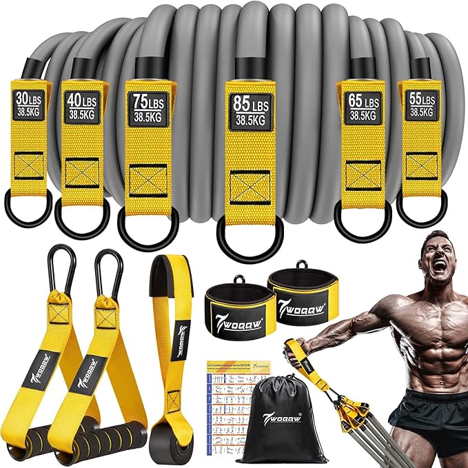 Heavy Resistance Bands for Working Out, 350lbs/450lbs Exercise Bands with Handles, Workout Bands Set for Men, Fitness Weight Bands for Muscle Strength Training, Stretching, Slim, Home Gym Equipment