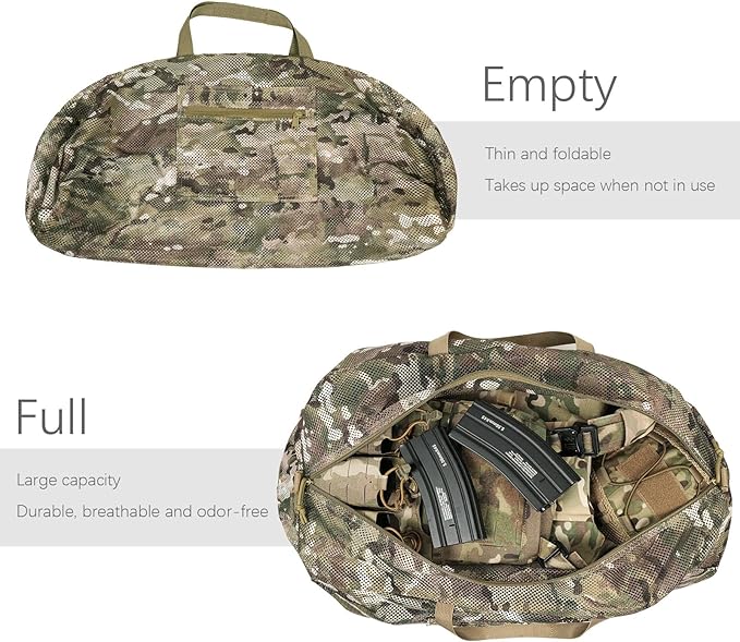 Tactical Mesh Luggage bag,50L Foldable duffel Pack,Large Capacity Range Bag For Hunting Shooting Travel Climbing Sports Gym (MC)