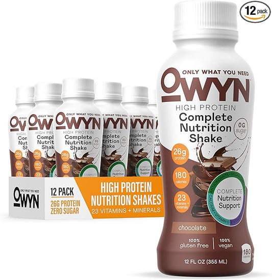 OWYN Only What You Need Protein Shake, High Protein Complete Nutrition Drink, Chocolate, 12 Fl Oz