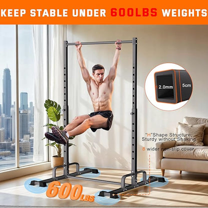 Pull Up Station, Adjustable Pull Up Bar Free Standing Power Racks, Multifunctional Heavy Duty Steel Pull Up Tower, For 2×2" with 1??Hole Size Squat Rack Accessories, Support 600 LBS Capacity