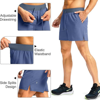 Men's Running Shorts with Zipper Pockets 9 Inch/ 7 Inch / 5 Inch Lightweight Quick Dry Gym Workout Athletic Shorts for Men