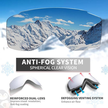 Freela Kids Ski Snowboard Goggles for Toddler(3-14) Youth Anti Fog Anti UV Goggles Girls Boys Snow Skiing Equipment
