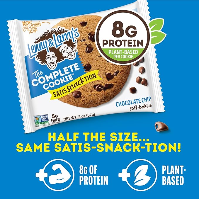 Lenny & Larry's The Complete Cookie Snack Size, Chocolate Chip, Soft Baked, 8g Plant Protein, Vegan, Non-GMO 2 Ounce Cookie (Pack of 12)