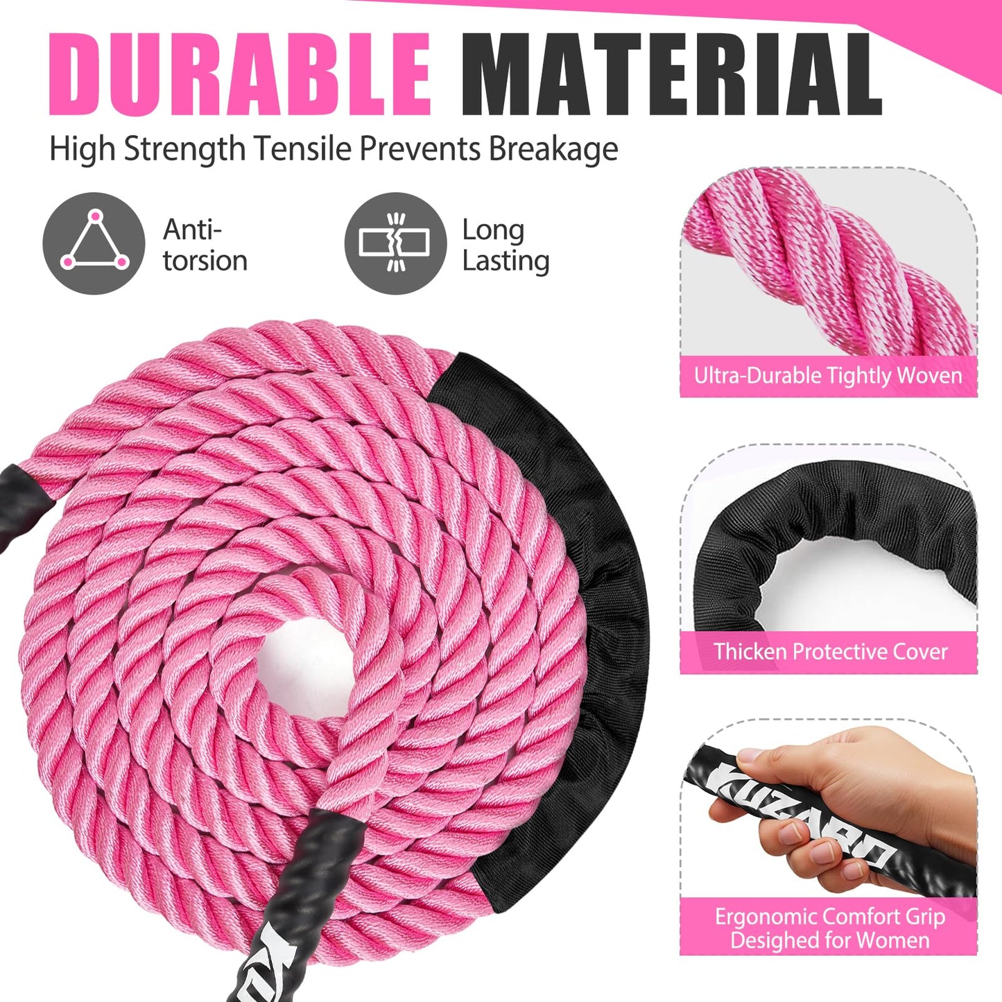 KUZARO Jump Rope, Weighted Jump Rope for Women, Heavy Jump Ropes for Fitness, Home Gym Exercise