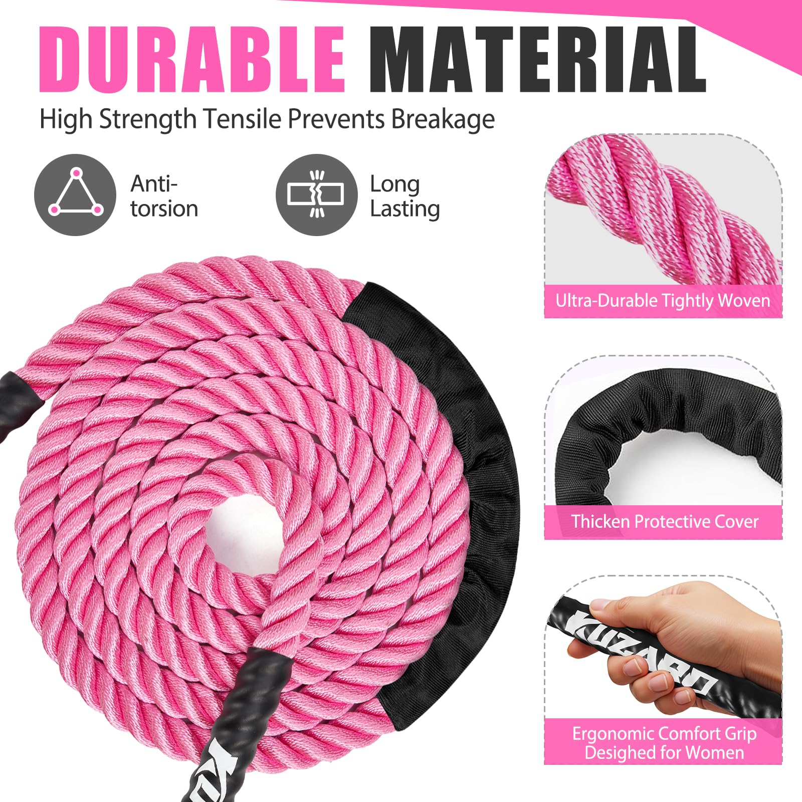 KUZARO Jump Rope, Weighted Jump Rope for Women, Heavy Jump Ropes for Fitness, Home Gym Exercise