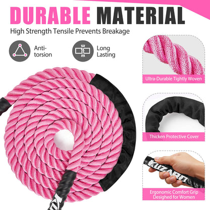 KUZARO Jump Rope, Weighted Jump Rope for Women, Heavy Jump Ropes for Fitness, Home Gym Exercise