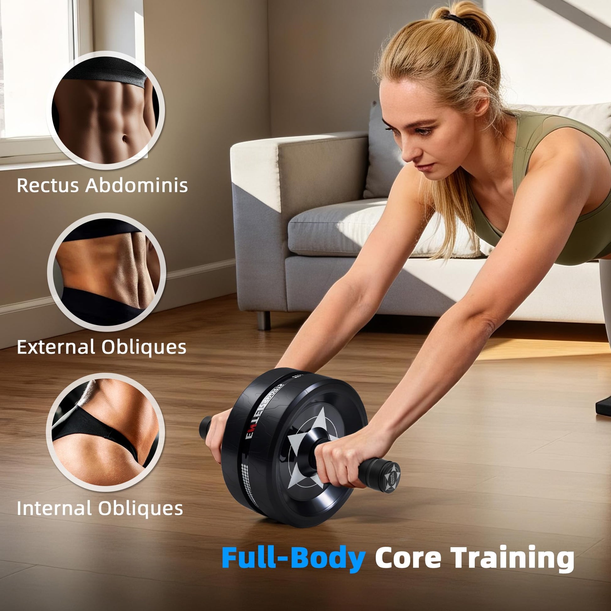 Ab Roller Wheel for Abs Workout - Abdominal Exercise Equipment with 2 Knee Pads for Home Gym, Core