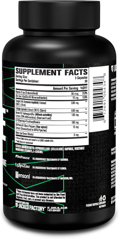 Jacked Factory Primasurge Max Testosterone Booster for Men - Natural Testosterone Supplement with Tongkat Ali, Fadogia Agrestis & Sensoril Ashwagandha - Test Booster for Muscle Mass - 90 Count