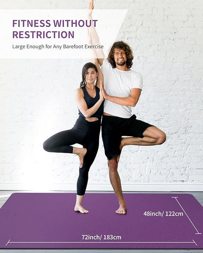 CAMBIVO Large Yoga Mat (6'x 4'), Extra Wide Workout Mat for Men and Women, Yoga Mat Thick 1/3 &1/4 Exercise Mats for Home Workout, Yoga, Pilates (Black,1/4 inch)