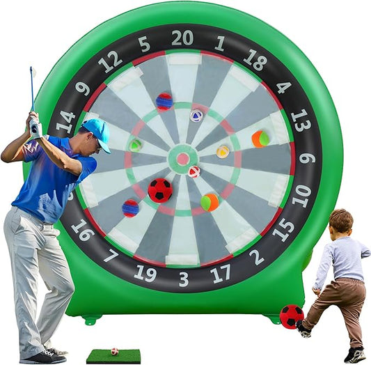 6FT Inflatable Dartboard, Giant Kick Darts Soccer Darts Golf & Throw Dart with Air Pump, Giant Outdoor Games, Blow up Soccer Dart for Yard Party Large Dartboard for Kids & Adults 20+Games