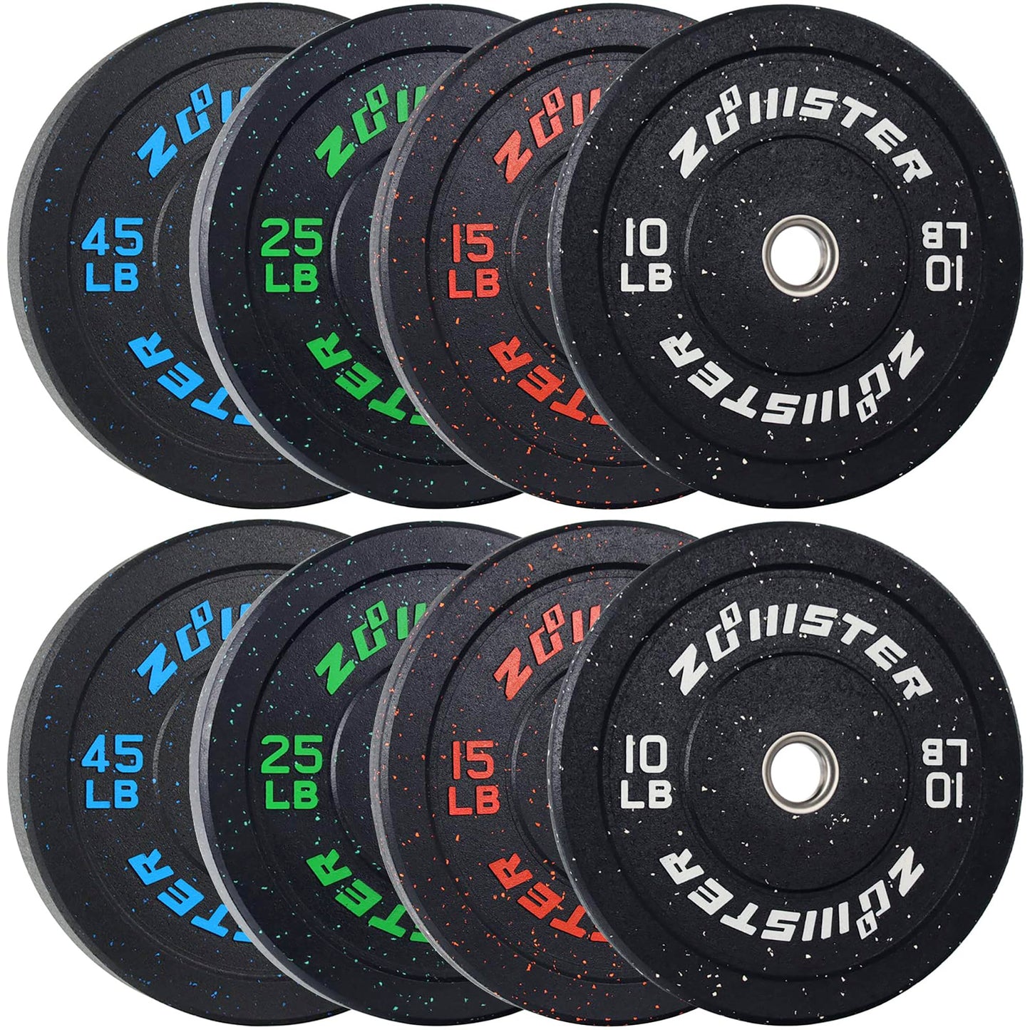 Zoomster Bumper Plate Olympic Weight High Bounce with Steel Insert Strength Training Lifting (190LB