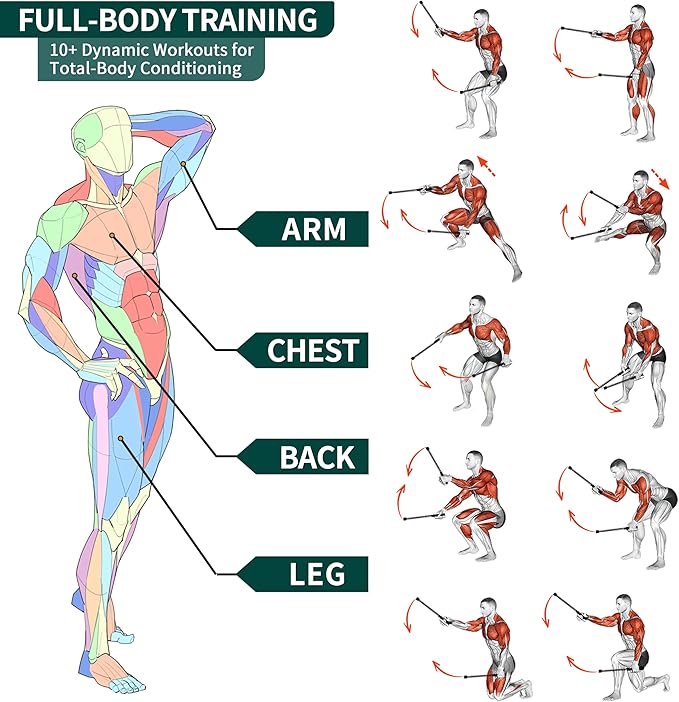 2PCS Ropeless Battle Rope – Portable Workout Ropes for Home Gym with Non-Slip Gloves, Low-Impact HIIT and Strength Workouts, Fitness Equipment for Full-Body Exercise,Men Women