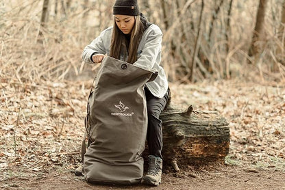 WHITEDUCK G.I Top Load Military Rucksack Style Double Strap Duffel Bag Heavy Duty and Water Resistant- Gym, Sports, Travel, Hiking, Backpacking (Olive, Standard 21" x 37")