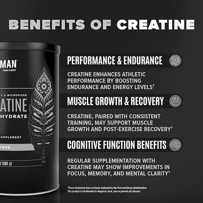 Micronized Creatine Monohydrate Powder, Muscle Recovery, Caffeine Free, Creatine Pre Workout, Vegan, Post Workout, Gluten Free, Sugar Free | 80 Servings (5 Grams Each) | 0.8lb