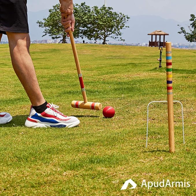 ApudArmis Universal Croquet Wickets Standard Size, Set of 9 White Square Arrow Wickets Rplacement for 28In or 32In Croquet Lawn Backyard Outdoor Game (8In Height & 6.3In Width)