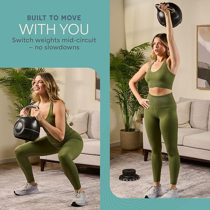 Lifepro Adjustable Kettlebell - 7in1 Kettlebells Weight with Quick-Select Dial & Safety Lock – Choose 22.5 lb or 44 lb – Compact Space Saving for Strength Training & Full Body Workouts