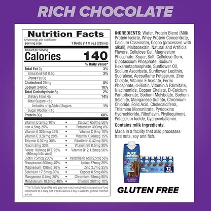 Pure Protein Protein Shake, 30g Complete Protein, Ready to Drink and Keto-Friendly, Vitamins A, C, D, and E plus Zinc to Support Immune Health, 11oz Bottles, 12 Pack, Variety Pack