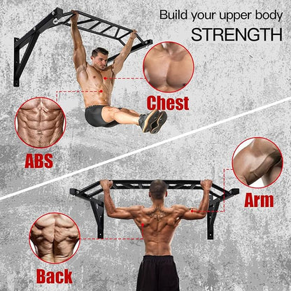 BDL Wall Mounted Pull Up Bar Chin Up bar Multifunctional Dip Station for Indoor Home Gym Workout, Power Tower Set Training Equipment Fitness Dip Stand Supports to 440 Lbs