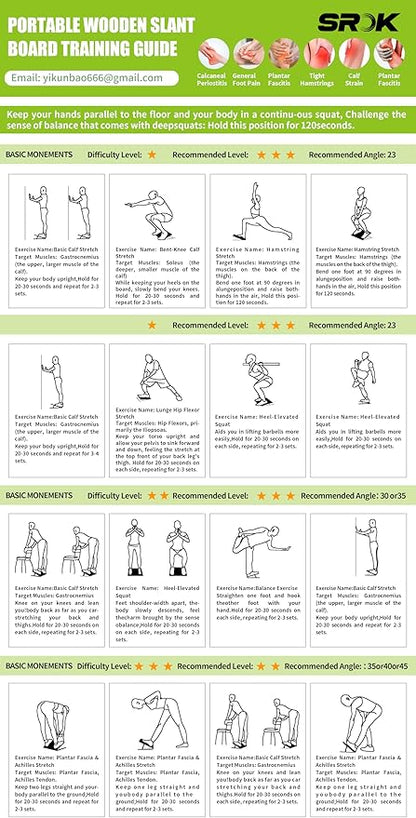 Portable Slant Board for Calf Stretching, 350 Lbs Weight Capacity, Adjustable Wooden Incline Board for Calf Stretcher, Physical Therapy Equipment for Leg, Knees, Heel, Ankle