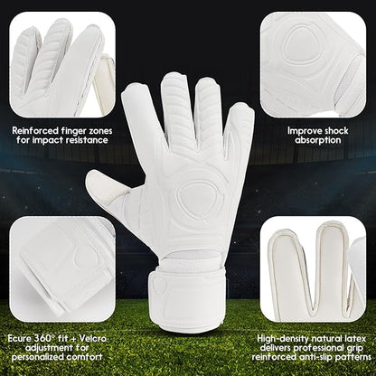 Soccer Goalkeeper Gloves with Finger Protection to Prevent Injuries, Strong Grip for Tough Tackles, Breathable Goal Keeper Gloves for for Kids, Youth and Adult