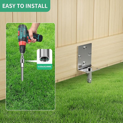 Phopich Multi-Purpose Ground Anchors Screw in, Fully Welded Heavy Duty Trampoline Stakes with Brackets, T-Wrench and Adapter for Drill, Earth Anchor kit for Mobile Home, Trampoline, Shed