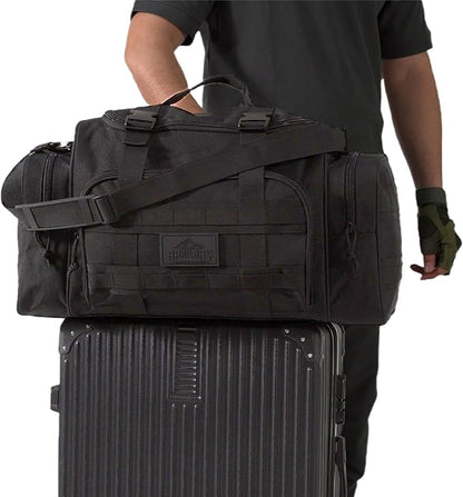 Duffel Bag – Heavy Duty Tactical Gym Bag for Men, Splashwater-Proof Weekender Travel Bag for Basketball, Football, Soccer, Hiking, and Hunting (Black)