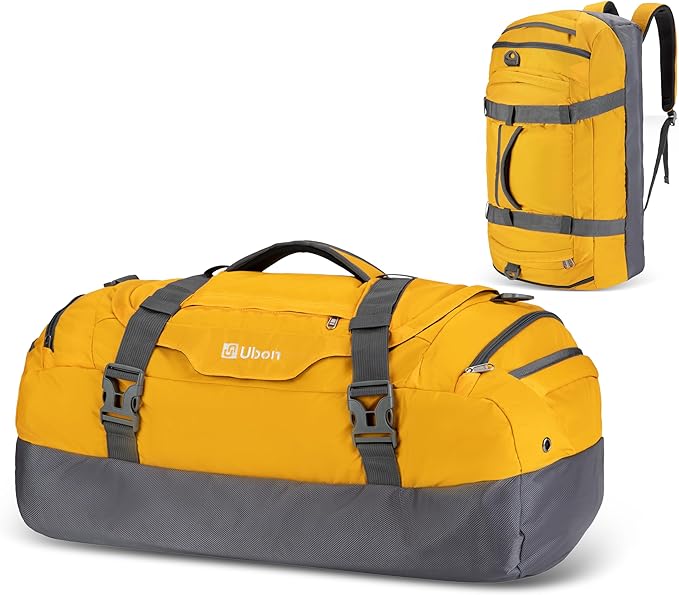 Ubon Large Duffel Bag Weekender Bags with Shoe Compartments 4-Way Sports Gym Backpack with Padded Straps Camping Traveling Duffle Bag