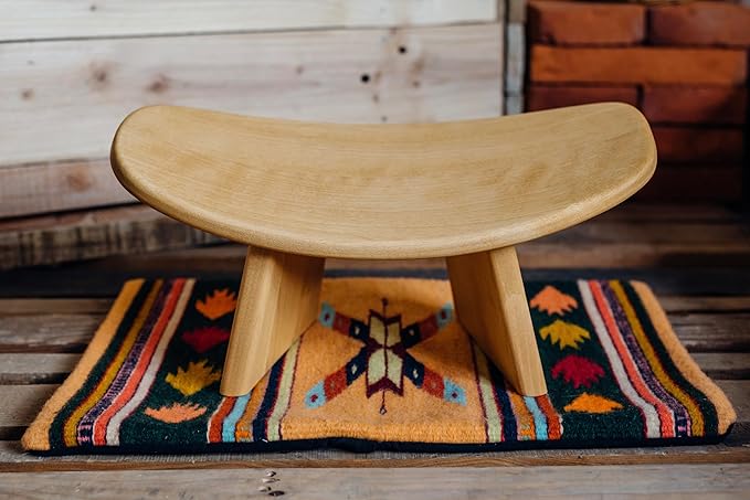 Meditation Bench IKUKO Original, Portable Version with Bag, Locally Handmade Wooden Kneeling Ergonomic Seiza Seat, Prana Yoga - 2 Colors, 3 Height Sizes