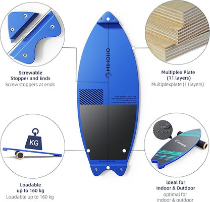 Balance Board Sports with Mat, Exercise Balancing Stability Trainer for Improve Balance, Core Balance Trainer for Fitness, Rehab, Surf