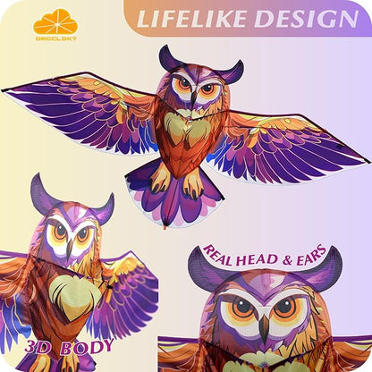 ORGCLDKT- 3D Lifelike Style Bird/Eagle Kite, Super Easy to Fly with, Ideal for Kids, Adults, Girls, Boys. Kites for The Beach, Grassland, Hiking