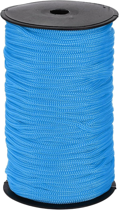 MECCANIXITY 3/16 Inch Polypropylene Rope Braided Ropes, 328ft Nylon Rope Hollow Utility Cord for Clothesline, Camping, Hiking, Outdoor, Lake Blue