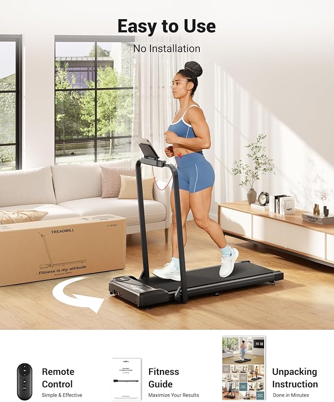 THERUN Walking Pad, 2 in 1 Foldable Treadmills for Home, 2.5HP Under Desk with Handle Bar, 16" Widened Running Belt, with Remote Control