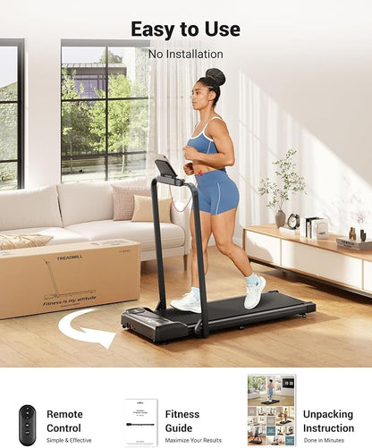 THERUN Walking Pad, 2 in 1 Foldable Treadmills for Home, 2.5HP Under Desk with Handle Bar, 16" Widened Running Belt, with Remote Control