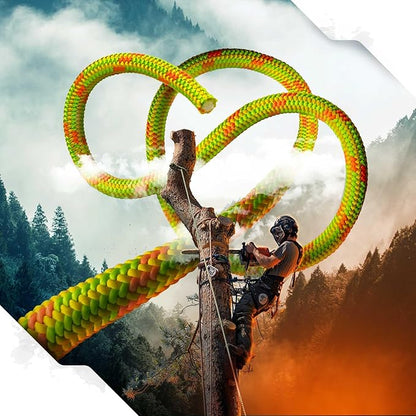 Pelican Rope Arborist Rope 11.8mm x 150Ft, USA Made High-Strength 24-Strands Static Climbing Rope - 7,000 lb Strength for Tree Climbing, Pulling, Outdoors & Swing - Yellow, Plain End