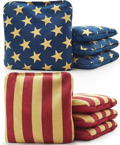 JIMTERRY Professional Cornhole Bags Set of 8 Dual Sided Corn Holes Bags Double Sided Regulation Slick and Stick Corn Hole Bean Bags for Pro Corn Hole Game