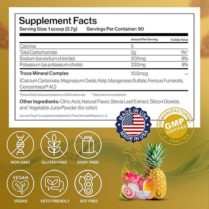 Dr. Price’s Electrolyte Mix | Sugar-Free Hydration Powder with 72+ Trace Minerals | No Sugar, Fast-Dissolving Electrolytes Powder Packets | Tropical, 90 Servings