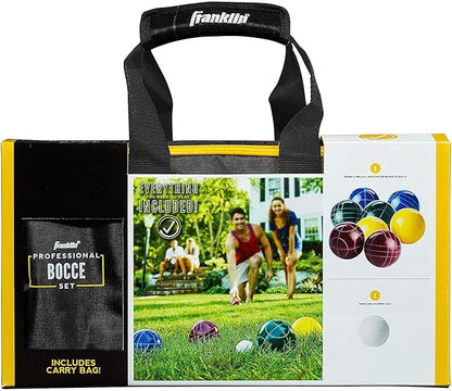 Franklin Sports Bocce Ball Set — 8 All Weather Bocce Balls and 1 Pallino — Beach, Backyard Lawn or Outdoor Party Game — Professional, American, and Starter Set Options