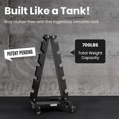 LIONSCOOL Premium Solid Steel Dumbbell Rack Stand Only, A-Frame Portable Weight Storage Organizer with Optional Tray and Wheels, Perfect for Home Gym Fitness Storage (200LBS/300LBS/700LBS Weight Capacity Available)