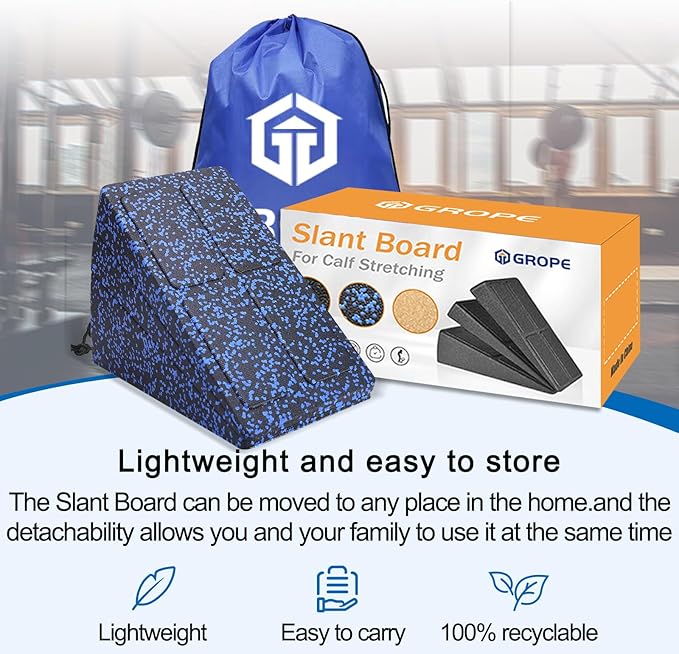 Slant Board Squat Wedge for Calf Stretchingï¼? Pcs 12" x 6.3" Foot Stretcher Balance Board for Plantar Fasciitis, Adjustable Foam Slant Board Wedge Great for Exercises