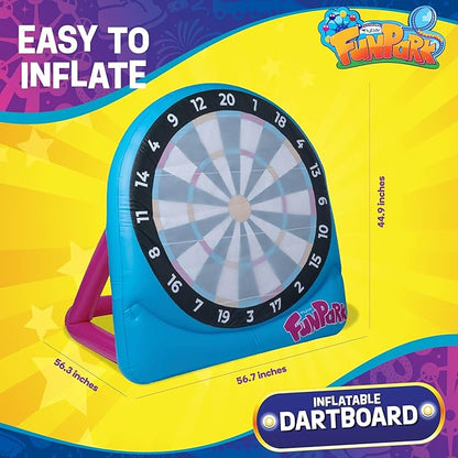 Flybar FunPark Giant Inflatable Dartboard Game for Kids – Outdoor Target Toy with Velcro Darts & Balls – Backyard Sports Set for Boys & Girls Ages 6+ – Inflatable Soccer Toss, Pump & Ground Stakes